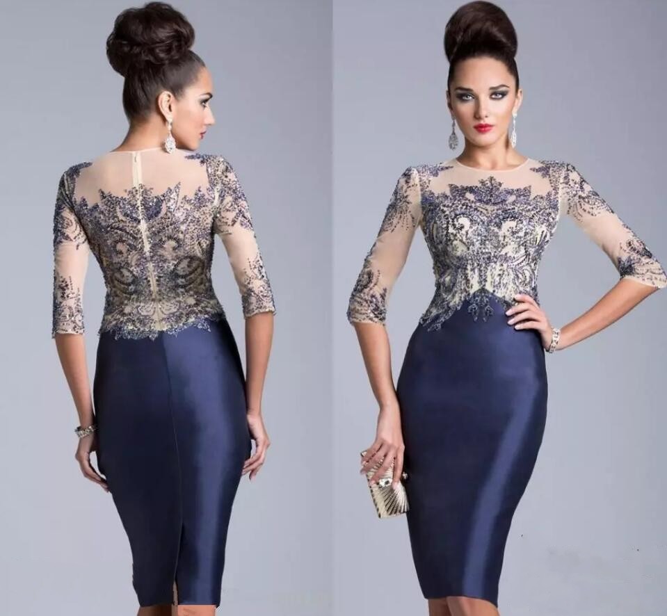 navy blue lace mother of the bride dress